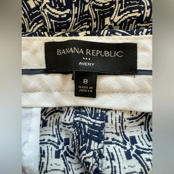 π πNWOT BANANA REPUBLIC βAveryβ Art Deco Bi-Stretch Ankle Pant Navy Combo | 8 - Picture 11 of 14